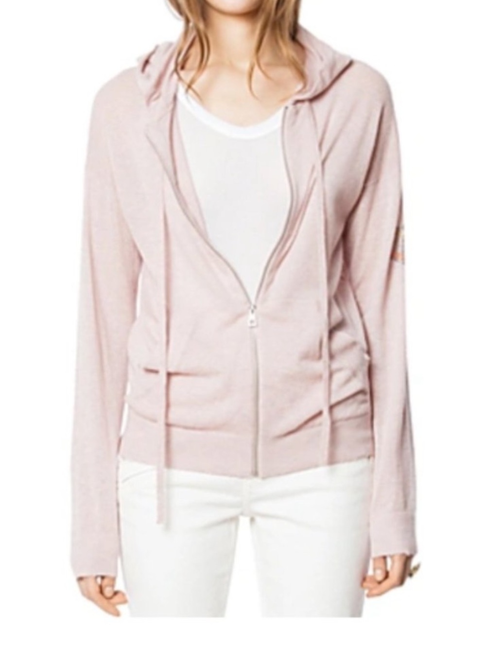 Zadig & Voltaire Cream Zip Up Cashmere Sweater Size Small